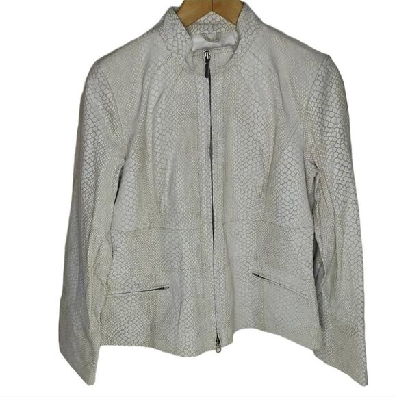 Alfani Leather Snakeskin Embossed Full Zip Jacket - Picture 1 of 9